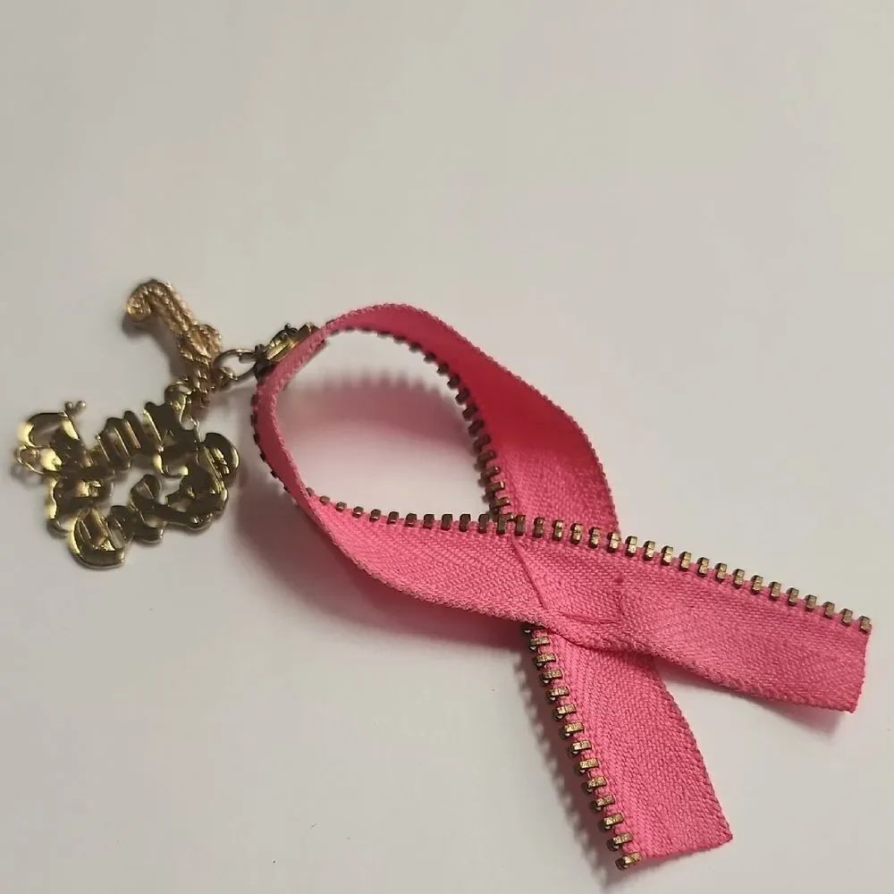 Juicy Couture Pink Ribbon Zipper Perfume Bottle Accessory Hanger Charm